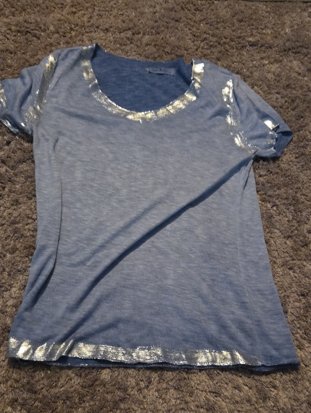 Women’s Blue Short Sleeve Tee with Metallic Trim